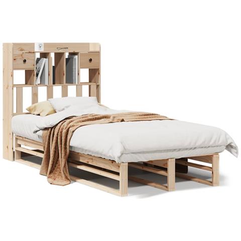 Letto Libreria Senza Materasso 90x200 Cm Legno Massello Pino - Foto 2