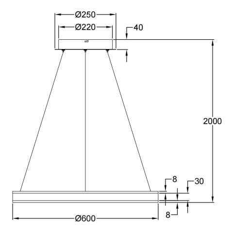 Lampada A Sospensione Led Palau 60w 3000k Dimmerabile Ø60cm Bianco - Design Moderno In Metallo E Metacrilato - Foto 2