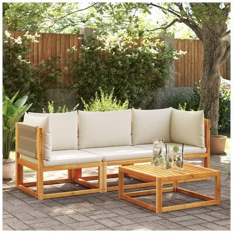 Lusso Casadino -  Set Di Divani Da Giardino 3 Pezzi Con Cuscini In Legno Di Acacia E Corda - Foto 8