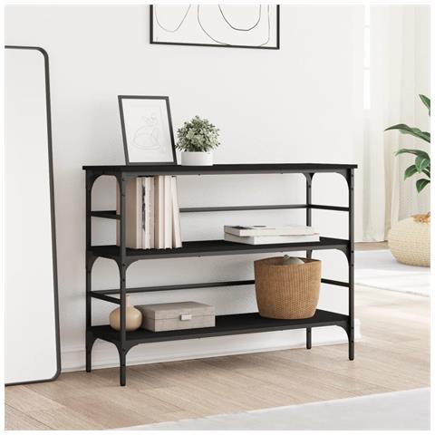 Tavolino Consolle Nero 100x32x75 Cm In Legno Multistrato - Foto 2