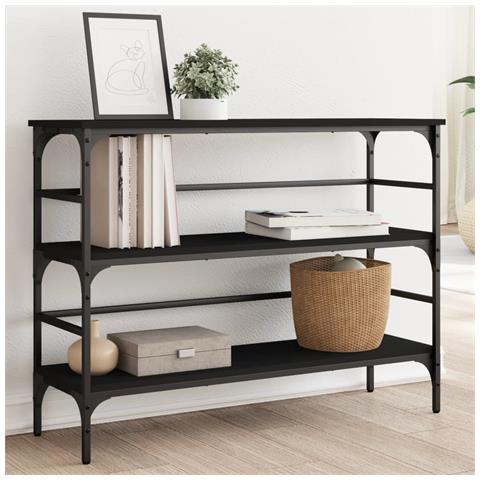 Tavolino Consolle Nero 100x32x75 Cm In Legno Multistrato - Foto 8