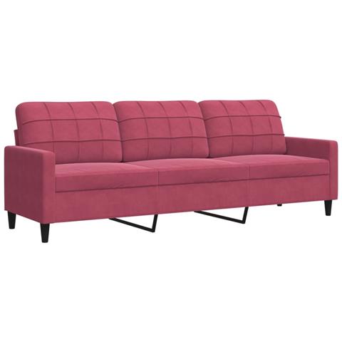 Lusso Casadino -  Divano A 3 Posti Rosso Vino 210 Cm In Velluto - Foto 1
