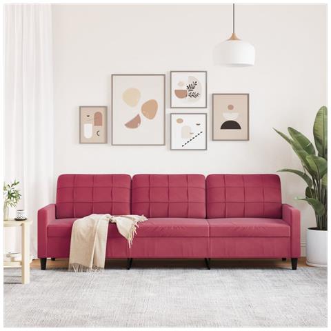 Lusso Casadino -  Divano A 3 Posti Rosso Vino 210 Cm In Velluto - Foto 2