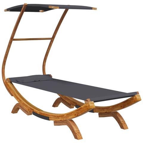 Lettino Con Tettuccio 100x190x134 Cm In Legno Curvato Antracite - Foto 1