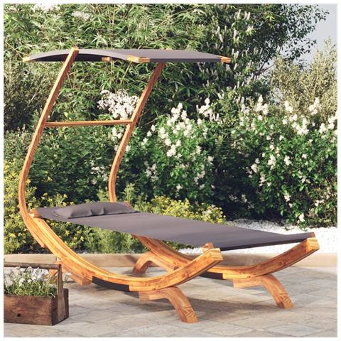 Lettino Con Tettuccio 100x190x134 Cm In Legno Curvato Antracite - Foto 6