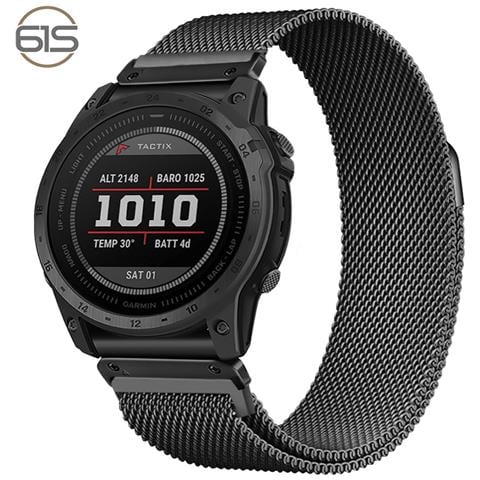 Cinturino Per Orologio In Metallo Milanese A Sgancio Rapido Per Garmin Fenix 7x Pro /fenix 58 Black 26 Millimetri - Foto 1