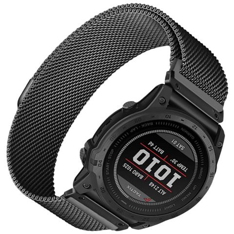 Cinturino Per Orologio In Metallo Milanese A Sgancio Rapido Per Garmin Fenix 7x Pro /fenix 58 Black 26 Millimetri - Foto 2