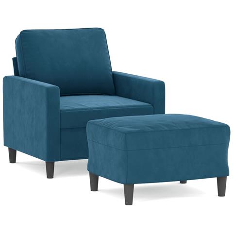 Poltrona con Poggiapiedi Blu 60 cm in Velluto - Foto 1