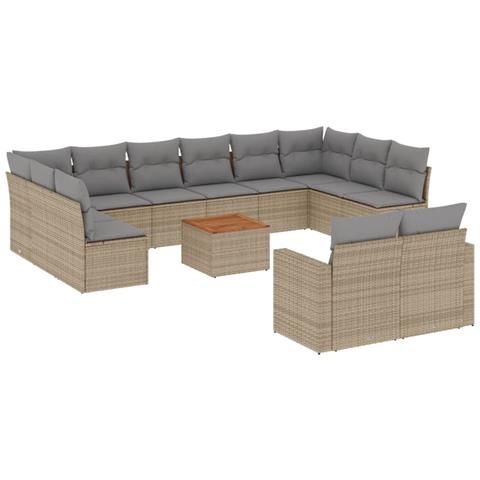 Set Divano da Giardino 13 pz con Cuscini Beige Misto Polyrattan - Foto 1
