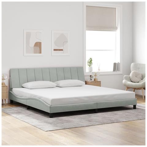 Giroletto senza Materasso Grigio Chiaro 200x200 cm Velluto - Foto 2