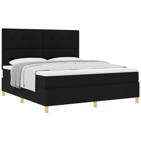 Letto con Rete a Molle e Materasso Nero Super King Tessuto - Foto 1