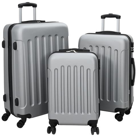 Set di valigie 3 pcs Bagaglio rigido Argento 20'' 24'' 28'' ABS - Foto 1