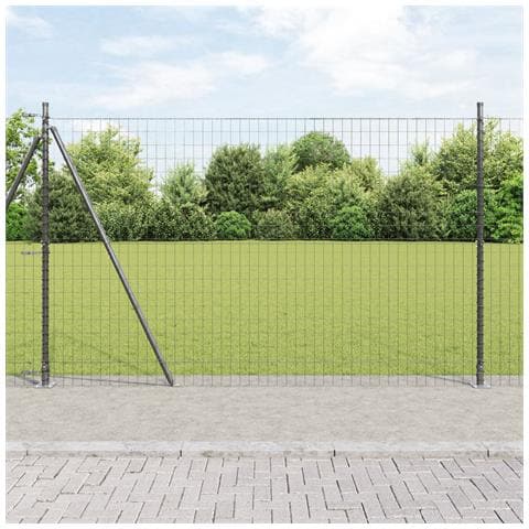 Recinzione Euro con Base in Calcestruzzo 10 x 1,4 m Grigio Rete - Foto 2