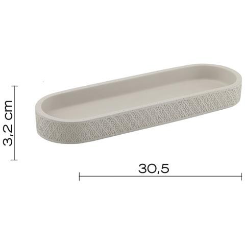 Vassoio Portaoggetti D'appoggio In Cemento E Bambù 4906 Serie Afrodite Grigio - Foto 2