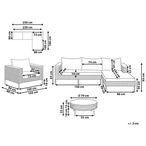 Set Da Giardino Con Tavolo 4 Posti Calasetta Lato Sinistro Beige - Foto 8