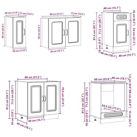 Set Mobili da Cucina 8 pz Kalmar Rovere Artigianale Truciolato - Foto 9