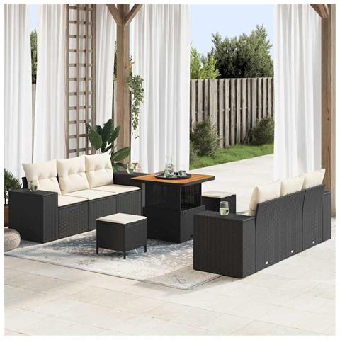 Set Divano da Giardino 9 pcs Nero e crema 80 x 80 x 71 cm - Foto 2