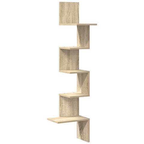 Scaffale Angolare Muro Rovere Sonoma 32x32x127,5 cm Truciolato - Foto 1