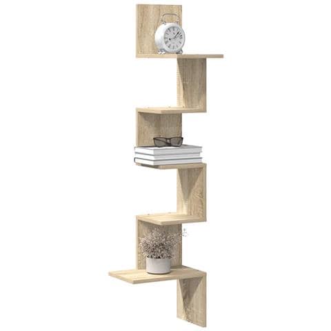 Scaffale Angolare Muro Rovere Sonoma 32x32x127,5 cm Truciolato - Foto 2