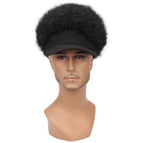 Parrucca Con Cappellino Da Baseball Da Uomo Stile Afro Nero - Trasformazione Istantanea - Foto 1