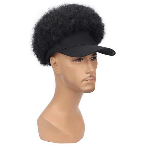Parrucca Con Cappellino Da Baseball Da Uomo Stile Afro Nero - Trasformazione Istantanea - Foto 5