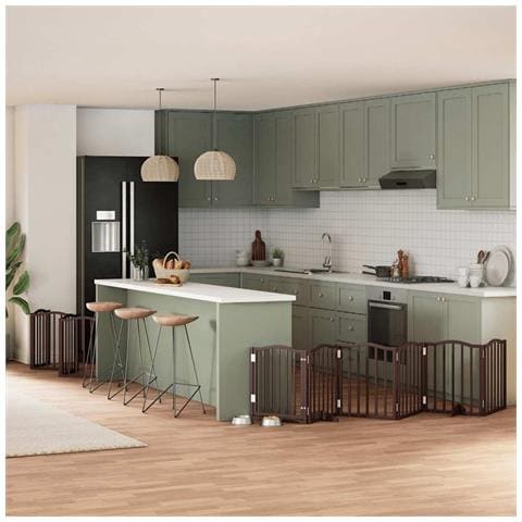 Cancello Cani Porta Pieghevole Marrone 12 Pannelli 600cm Pioppo - Foto 2