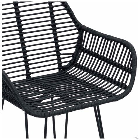 Sedia da Bar 2 pcs Nero 55 x 52 x 92 cm Rattan e Ferro - Foto 9