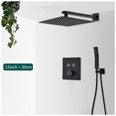 Set miscelatore doccia, Blackswan, tipo M149, modello nero opaco, con 2 vie e termostato, misura 30 cm - Foto 2