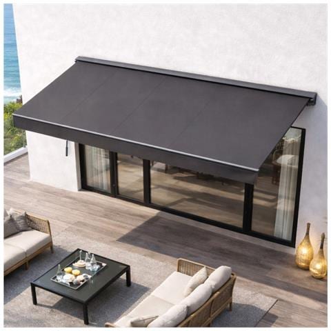 Adro Tenda Da Sole Manuale 3,95 X 2,5 M In Alluminio Con Telo Grigio - Foto 2