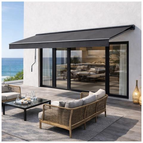 Adro Tenda Da Sole Manuale 3,95 X 2,5 M In Alluminio Con Telo Grigio - Foto 1