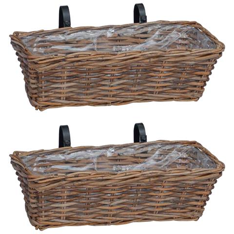 Cestino Appendibile per Piante 2 pcs Marrone 48 x 22 x 15 cm - Foto 1