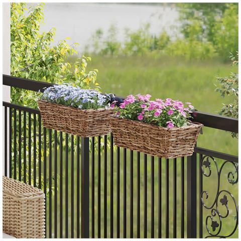 Cestino Appendibile per Piante 2 pcs Marrone 48 x 22 x 15 cm - Foto 2