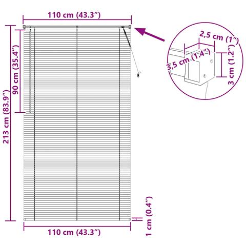Tenda Veneziana Regolabile Grigio Argento 213 x 110 cm PVC - Foto 9