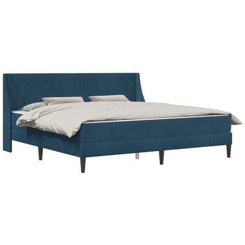 Struttura letto con materasso Blu 200 x 200 cm Velluto - Foto 1