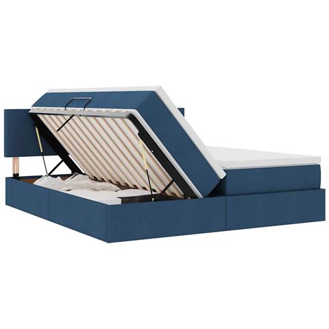 Letto con luci a strisce a LED Blu 200 x 200 cm Tessuto - Foto 9