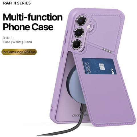 Cover per Galaxy S25+ - Pelle /PU, Viola, Con Tarjetero - Foto 4