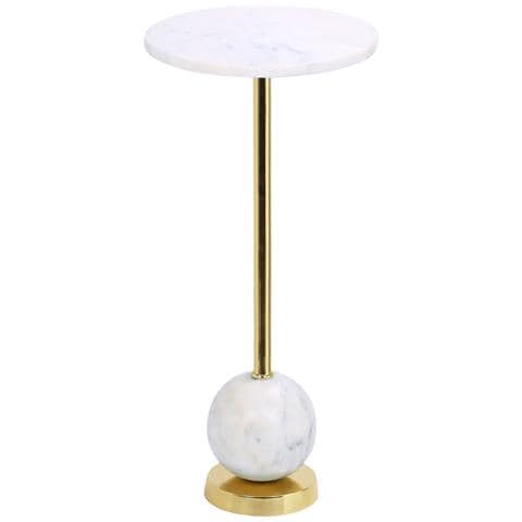 Tavolino Salo Con Piano In Marmo Bianco E Base Sferica Ø25x54 Cm - Foto 1