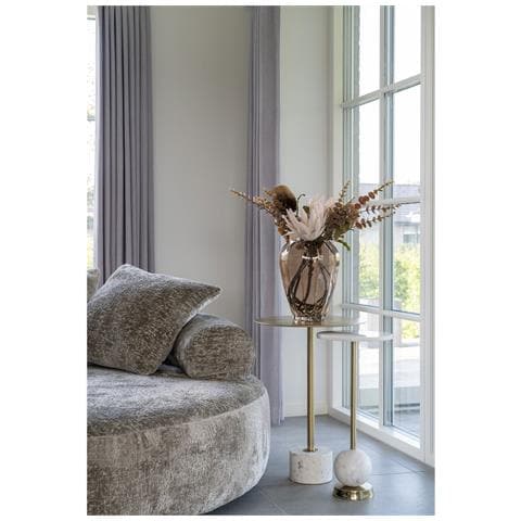 Tavolino Salo Con Piano In Marmo Bianco E Base Sferica Ø25x54 Cm - Foto 2