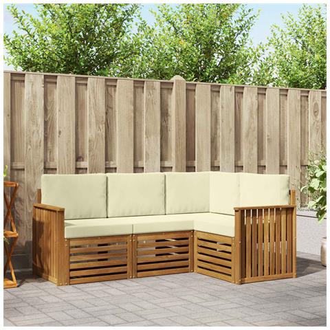Set divani 4 pcs Naturale e Crema Legno di Acacia Massello - Foto 2