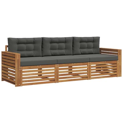Set di divani da esterno con cuscino 3 pcs Naturale e Antracite - Foto 1
