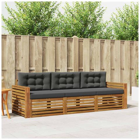 Set di divani da esterno con cuscino 3 pcs Naturale e Antracite - Foto 2