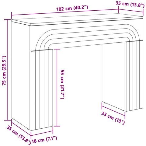 Tavolino da salotto Bianco Lucido 102 x 35 x 75 cm - Foto 9