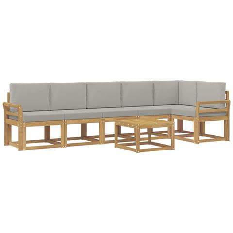 Set di divani da esterno 7 pcs Bianco e Grigio Chiaro - Foto 1