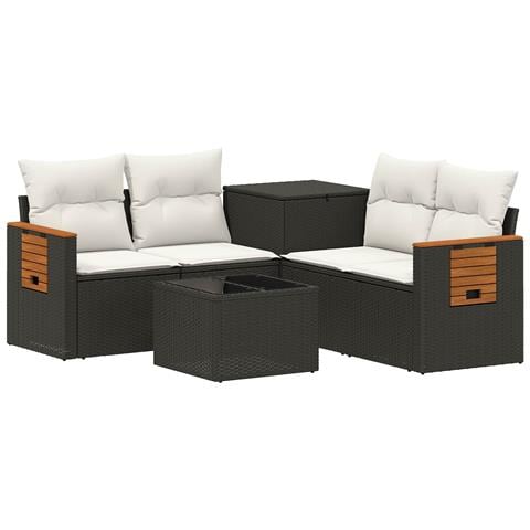 Set di divani 6 pz Nero e Bianco Crema - Foto 1
