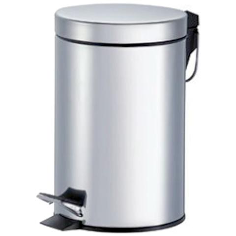 Pattumiera Acciaio Cromato Con Pedale 5 Lt Cestello Removibile Rifiuti P1580005 - Foto 1
