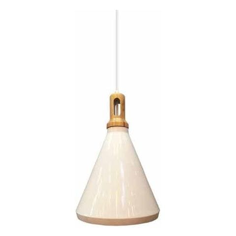 Portalampada Pendente 1mt E27 Elegant Stylish Ø250mm - Mod. Vt-7525 Sku 3761 - Legno Bianco - Foto 1