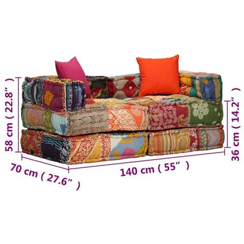 Divano Letto Modulare A 2 Posti In Tessuto Patchwork - Foto 10