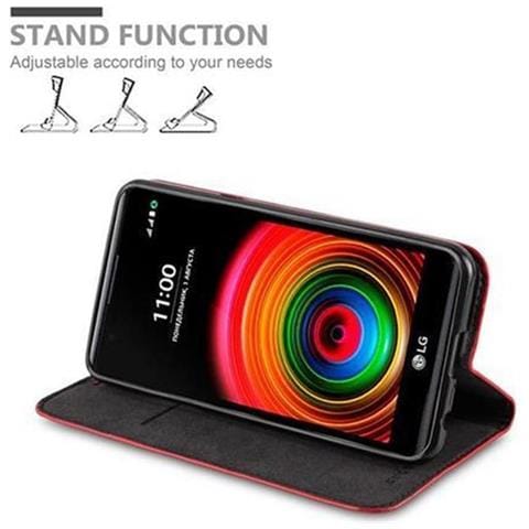 Custodia Compatibile Con Lg X Power In Rosso Mela - Coperchio Protettiva Con Chiusura Magnetica, Funzione Stand E Tasca Per Le Carte - Foto 2