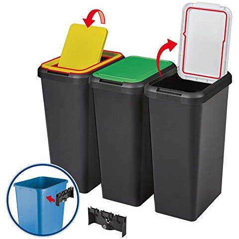 Touch&lift - Pattumiera Da 45 Litri, Colore Nero Con Coperchio Giallo - Foto 2