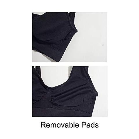 3-pack Senza Saldatura Reggiseno Wirefree Yoga Del Reggiseno Con I Rilievi Smontabili Per Le Donne (3 Nero 3xl)  - Foto 2